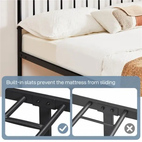 Yaheetech Metal Platform Bed Frame with Spindle Headboard and Footboard image {5}