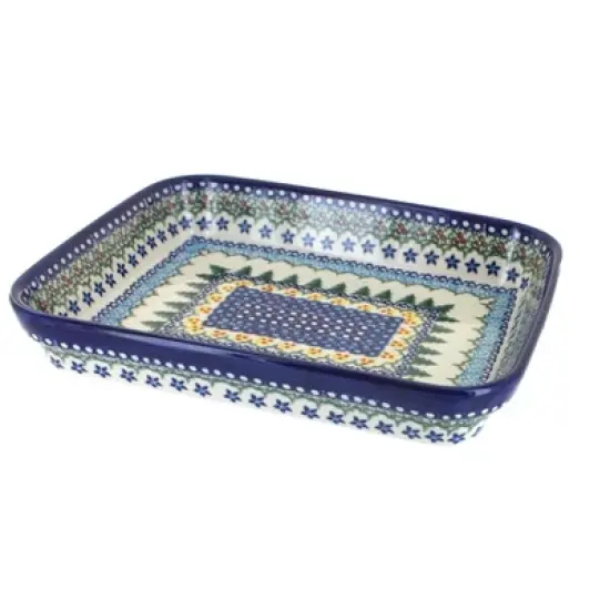 Blue Rose Polish Pottery 149 Vena Small Rectangular Baker image {6}