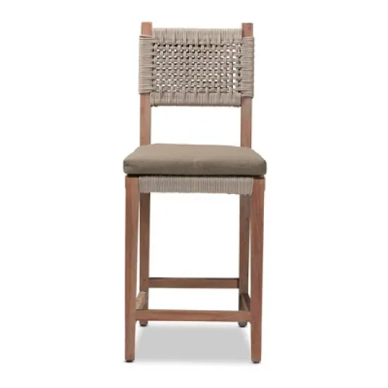 Heyna Woven Rope Mahogany Counter Height Barstool Gray/Natural - bali & pari image {2}