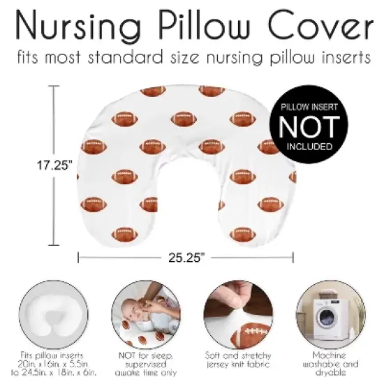 Sweet Jojo Designs Boy Support Nursing Pillow Cover (Pillow Not Included) Watercolor Sports Theme Brown and White image {5}