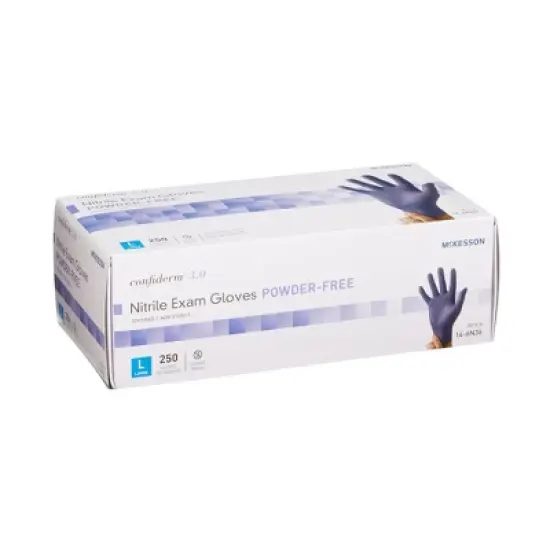 McKesson Confiderm 3.0 Disposable Nitrile Exam Glove Standard Cuff Length LARGE 14-6N36 2500 per Case image {2}