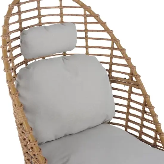 Christopher Knight Home Casey Outdoor Rattan and Metal High-back Lounge Swivel Chair with Cushion image {6}