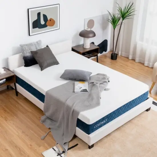 Costway 10'' Jacquard Hybrid Mattress Plush Gel Infused Memory Foam Bamboo Charcoal Queen\Full image {3}