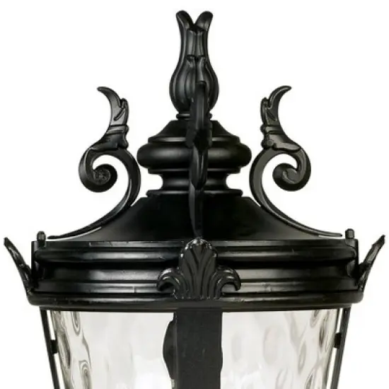John Timberland Casa Marseille Vintage Outdoor Post Light Textured Black with Pier Mount 29" Clear Hammered Glass for Exterior Barn Deck House Porch image {2}