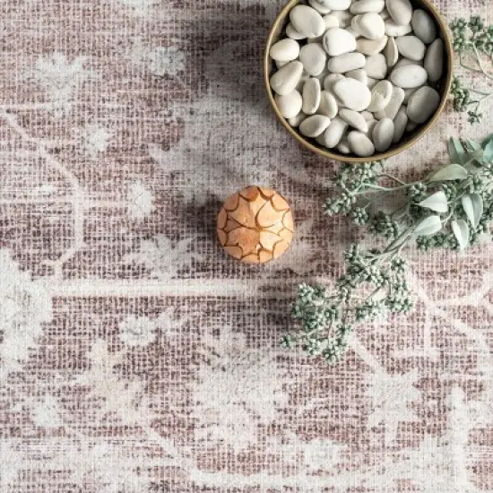 nuLOOM Rosa Machine Washable Distressed Vintage Medallion Area Rug image {5}