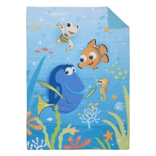 Disney Finding Nemo Aqua, Orange, and Green Let's Explore 4 Piece Toddler Bed Set image {1}