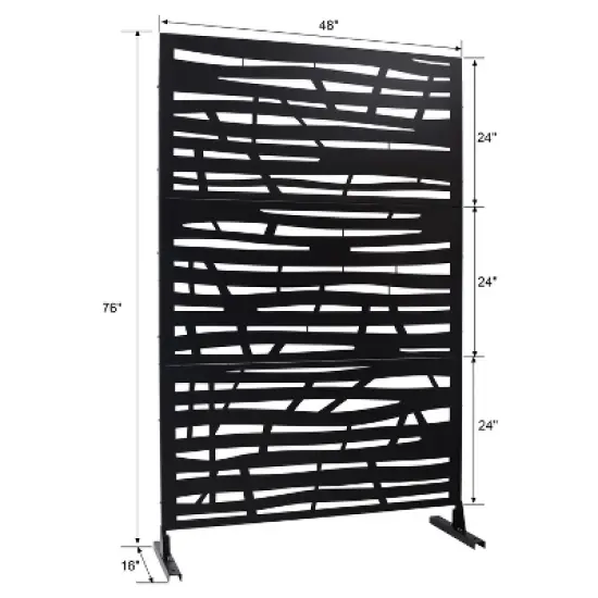 CAVINAS Patio Decorative Screen Metal Fence Privacy Screen with Line Pattern for Outside and Garden, 76" H&times;48" W image {3}