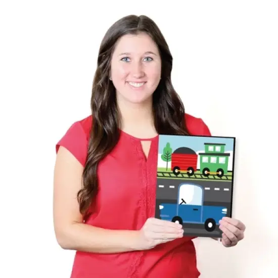 Big Dot of Happiness Cars, Trains, and Airplanes - Transportation Nursery Wall Art and Kids Room Decor - 7.5 x 10 inches - Set of 3 Prints image {4}