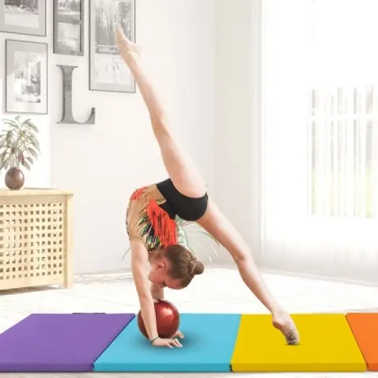 Costway 5-Panel Folding Gymnastics Thick Mat 6.6' x 2.5' Tumbling Mat for Kids image {1}