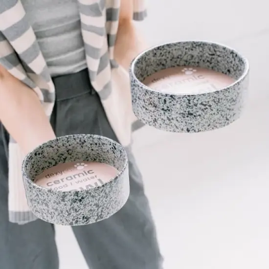 Dexypaws: Ceramic Dog Bowl: Salt & Pepper, 26oz, Pet Feeding Dish image {5}