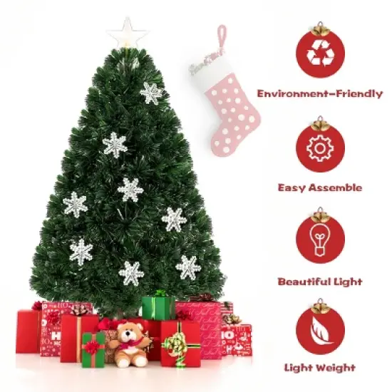 Costway 3FT Pre-Lit Fiber Optic Artificial Christmas Tree with Multicolor Led Lights image {6}