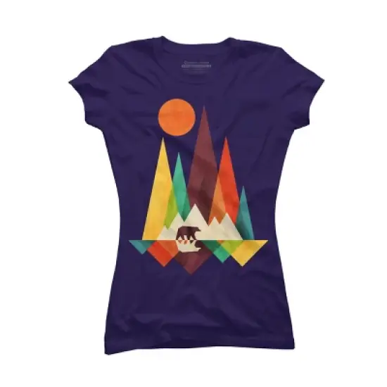 Junior's Design By Humans Mountain Bear By radiomode T-Shirt image {9}