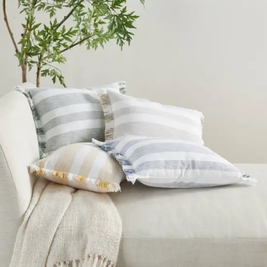 Life Styles Chambray Striped Throw Pillow - Mina Victory image {1}
