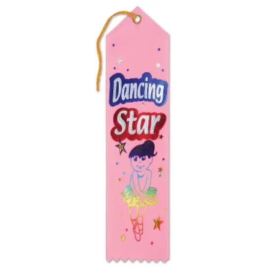 Beistle Dancing Star Award Ribbon, 2" x 8", (6/Pkg) Multicolored image {1}
