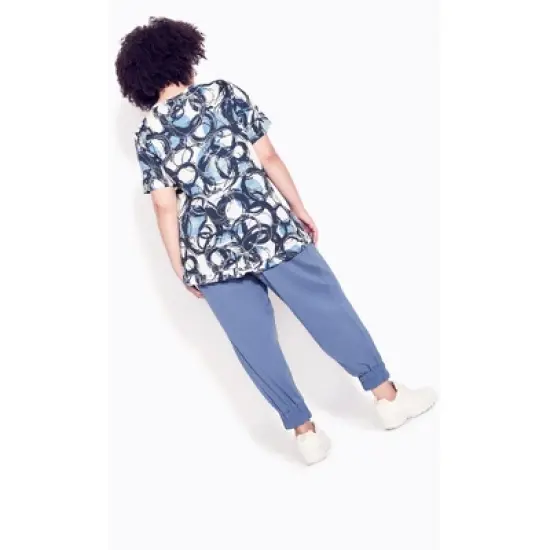 Women's Plus Size Mae Ruffle Print Top - blue | ZIM & ZOE image {1}