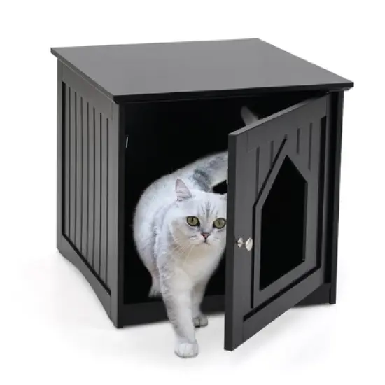 Tangkula Weatherproof Multi-function Pet Cat House Outdoor Indoor Sidetable Nightstand image {10}