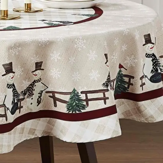 Avanti Linens Country Snowman 70" Round Tablecloth image {2}