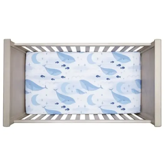 Lambs & Ivy Bubbles & Squirt 100% Cotton Whale/Ocean Fitted Crib/Toddler Sheet image {2}