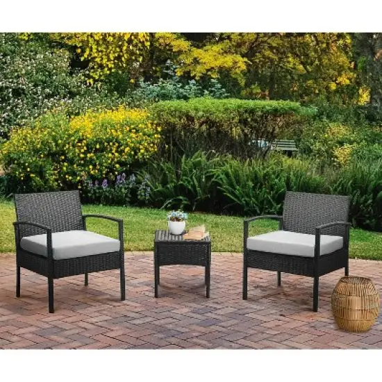 EDYO LIVING 3pc Wicker Outdoor Patio Conversation Furniture Set image {1}