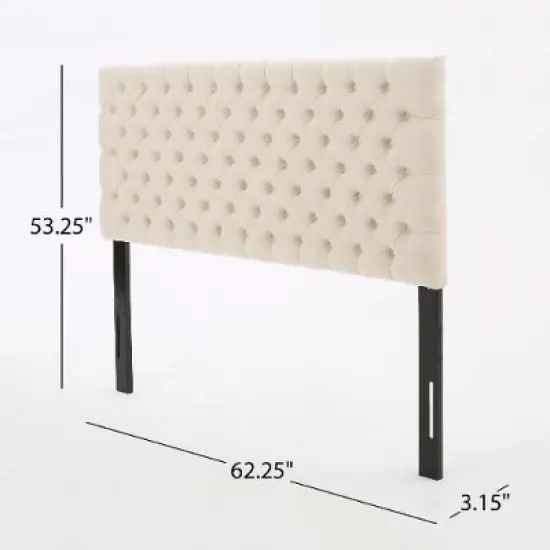 Upholstered Headboard Queen Size with Button-Tufted Diamond Stitching, Queen/Full Beds Headboard with Adjustable Height -Christopher Knight Home image {2}
