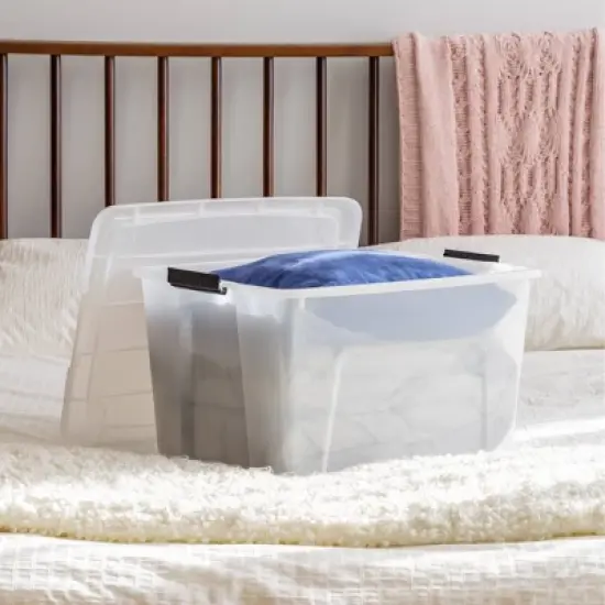 IRIS 53.65qt Stack and Pull Clear Storage Bin with Lid Natural image {3}