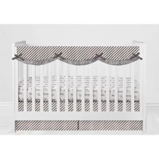 Bacati - Love Design/Print Gray/Silver 10 pc Crib Bedding Set with Long Rail Guard Cover image {9}