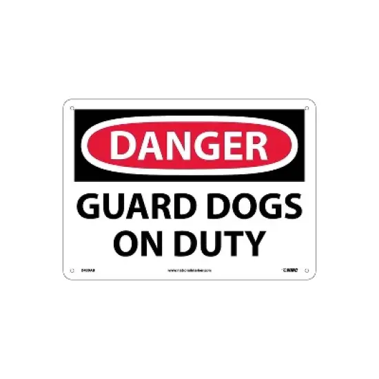 National Marker Danger Guard Dogs On Duty 10X14 .040 Aluminum D439AB image {1}