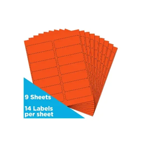 JAM Paper Shipping Address Labels Rectangular 1 1/3 x 4 Neon Red 126/Pack 359329610 image {1}