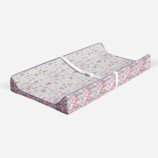 Bacati - Jungle Safari Lilac/Coral Muslin Quilted Changing Pad Cover image {1}