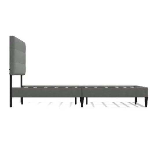 Glenwillow Home Kaya Upholstered Platform Bed, Buttonless Tufting, Mattress Foundation, Wood Slat Support, No Box Spring Needed, Stone, Queen image {3}