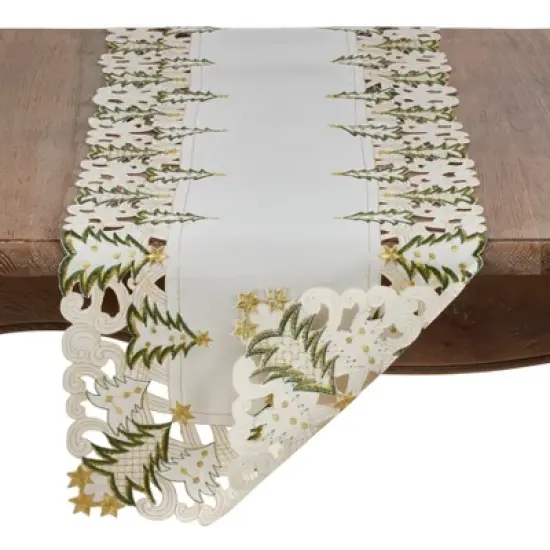 Saro Lifestyle Nostalgic Holiday Christmas Tree Table Runner image {1}