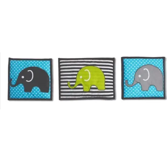 Bacati - Elephants Aqua/Lime/Gray 10 pc Crib Bedding Set with Long Rail Guard Cover image {2}