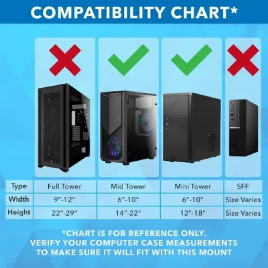 Mount-It! CPU Under Desk Mount Bracket | Computer Tower Wall and Under Counter Holder | 360 Degree Swivel Adjustable Height and Width Wall-Mountable image {7}
