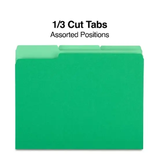 MyOfficeInnovations Colored Top-Tab File Folders 3 Tab Green Letter Size 100/Pack 224543 image {2}