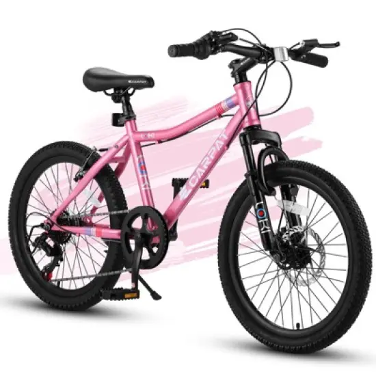 Aukfa 20 Inch Kids Mountain Steel Frame Bike for Boys & Girls Ages 6-12 - 7 Speed Gears, Front Suspension, Disc Brake & V-Brake image {15}