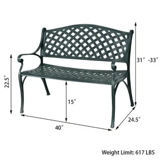 Tangkula Antique Garden Bench Park Yard seat Aluminum Frame Outdoor image {5}