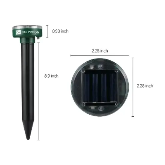 Dartwood Outdoor Solar Ultrasonic Pest and Mole Repellent - Remove Groundhogs Rats Mice Snakes and More From Your Gardens, Lawns,and Yards (4-8 Packs) image {3}