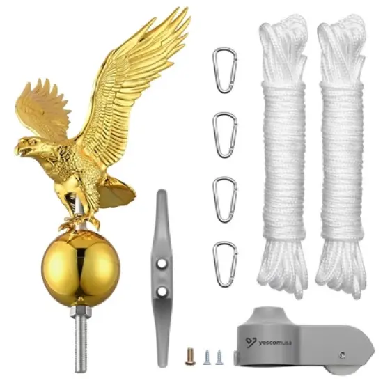 Yescom Flag Pole Parts Repair Kit  Eagle Cleat Clip Truck Pulley Rope image {5}