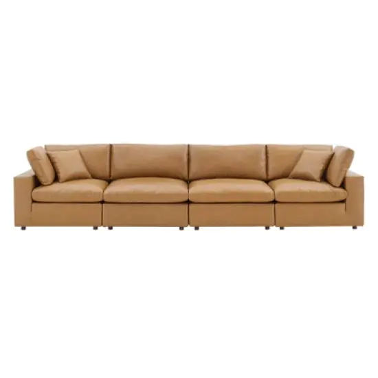 Commix Down Filled Overstuffed Vegan Leather 4 Seater Sofa - Modway image {11}