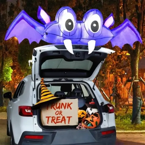 Joyfy 6 FT Long Halloween Inflatable Outdoor Decoration, Inflatable Bat with Built-in LEDs Trunk or Treat Car Decoration for Outdoor Yard Garden Decor image {3}