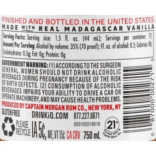 Captain Morgan Original Spiced Rum - 750ml Bottle image {6}