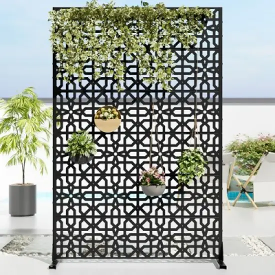 72" H&times;47"W Dovelina Brown Metal Planter Box with Trellis Privacy Screen for Caf&eacute; Patio,Garden & Balconies image {4}