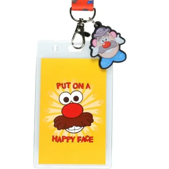 Mr. Potato Head Lanyard Put On A Happy Face Clear Breakaway ID Badge Holder with 2" Rubber Charm Keychain Multicolored image {1}