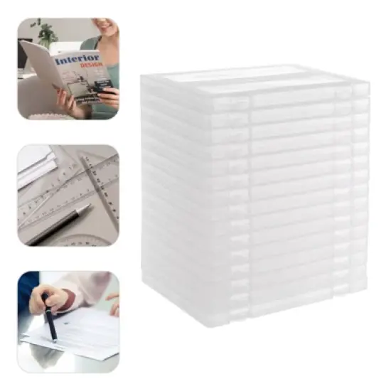 YIYIBYUS 15Pcs File Storage Box, Portable Plastic Document Organizer Box for Office School Supplies image {2}