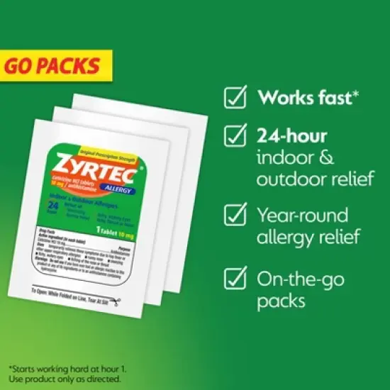 Zyrtec Adult Allergy Relief 10mg Tablets - Cetirizine - 14ct image {4}