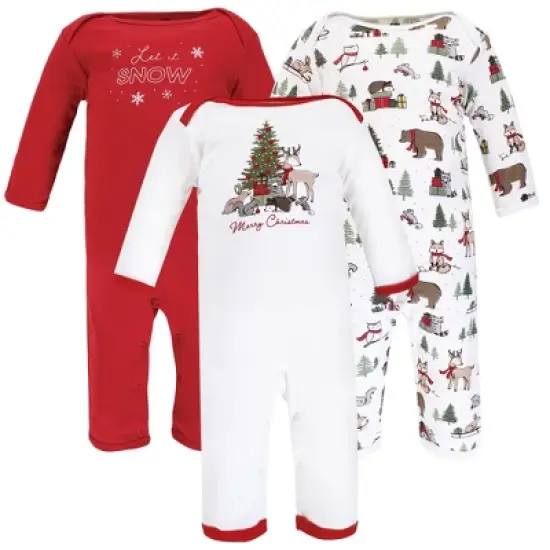 Hudson Baby Unisex Baby Cotton Coveralls, Christmas Forest image {10}