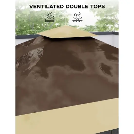 12X12 Gazebo,Outdoor Canopy Tent with Double Roof,Outdoor Gazebo for Backyard & Patio,Instant Screened Shelter with 144 Square Feet,Khaki image {4}