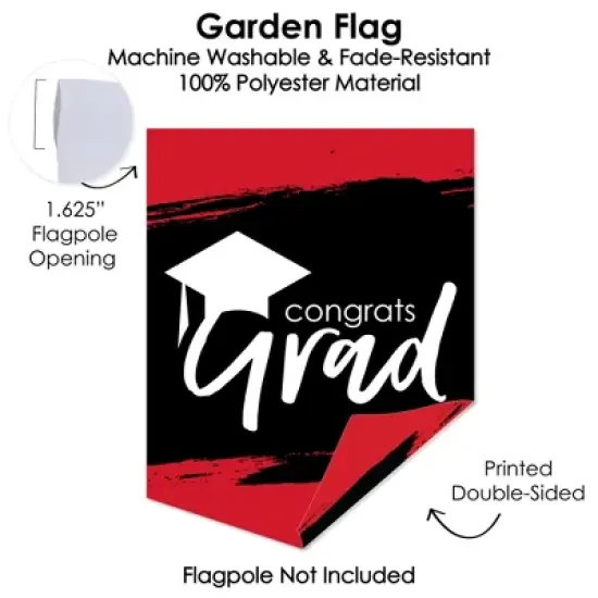 Big Dot of Happiness Red Grad - Best is Yet to Come - Outdoor Home Decorations - Double-Sided Red Graduation Party Garden Flag - 12 x 15.25 inches image {2}
