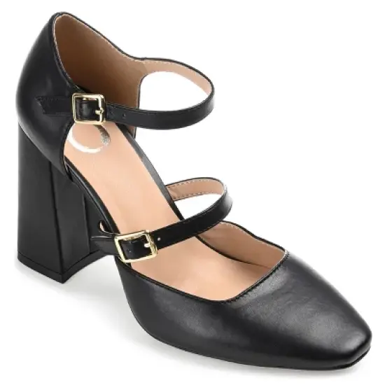 Journee Collection Womens Isadorah Mary Jane Mid Block Heel Square Toe Pumps image {9}