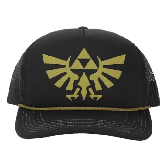 The Legend of Zelda Gold Evergreen Logo Black Trucker Hat image {1}